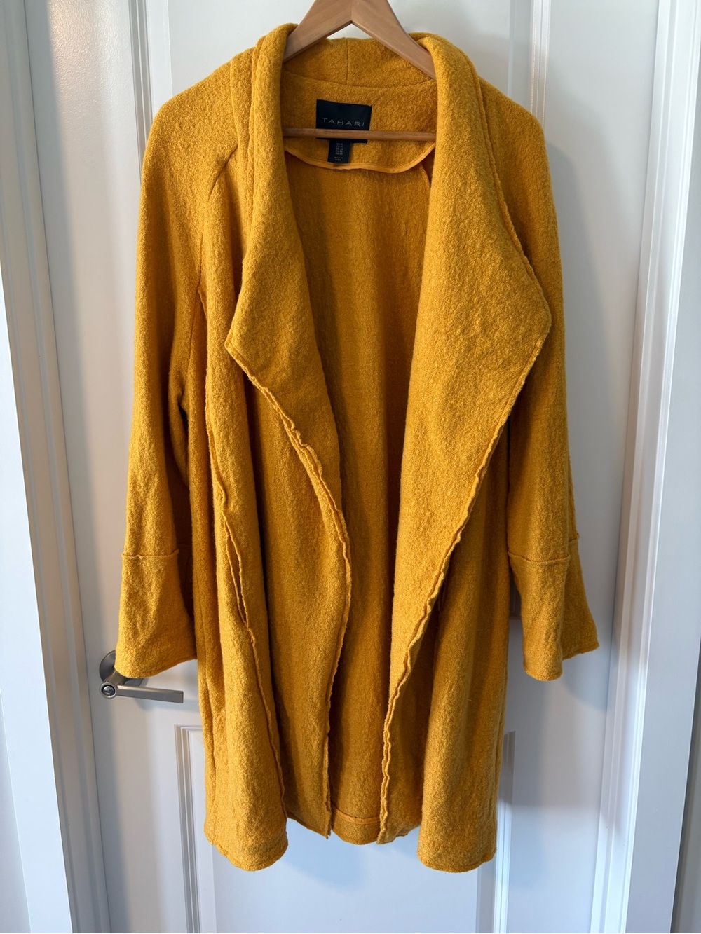 Tahari Mustard Wool Blend Waterfall Duster Jacket 1X